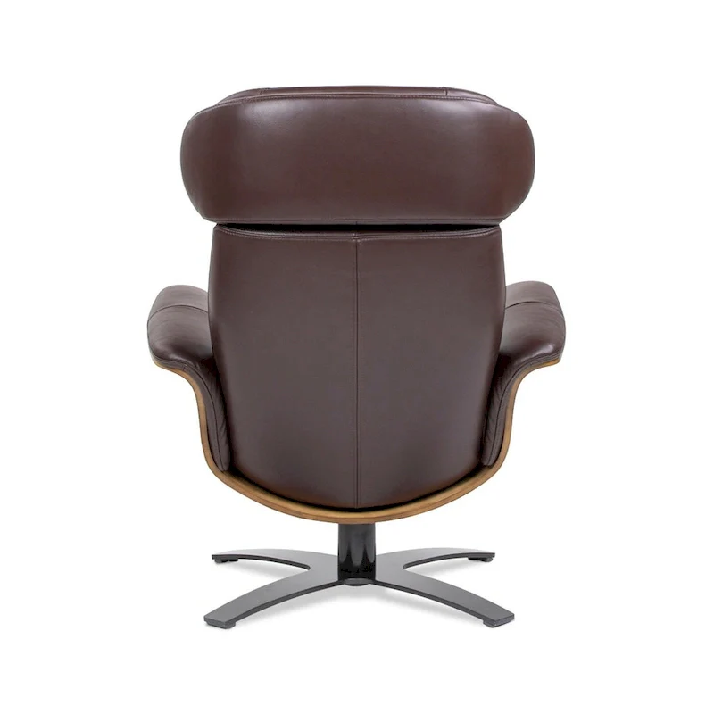 Jovan 31.5 Curved Wood Genuine Leather Recliner Lounge Chair