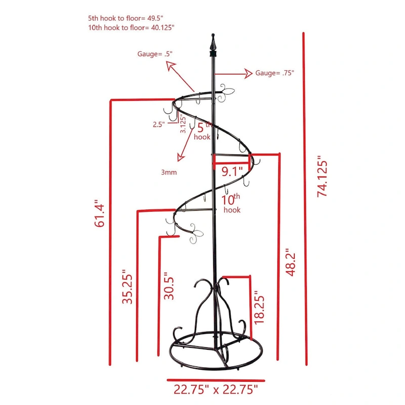 Brown Metal Classic Spiral Purse Tree