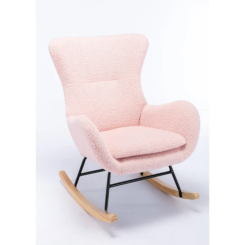 Velvet Fabric Padded Seat Rocking Chair
