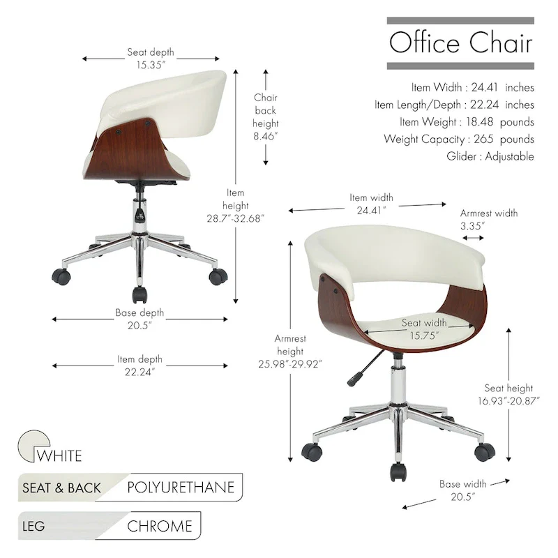 Carson Carrington Sauoarkrokur Faux Leather Office Chair with Chrome Base