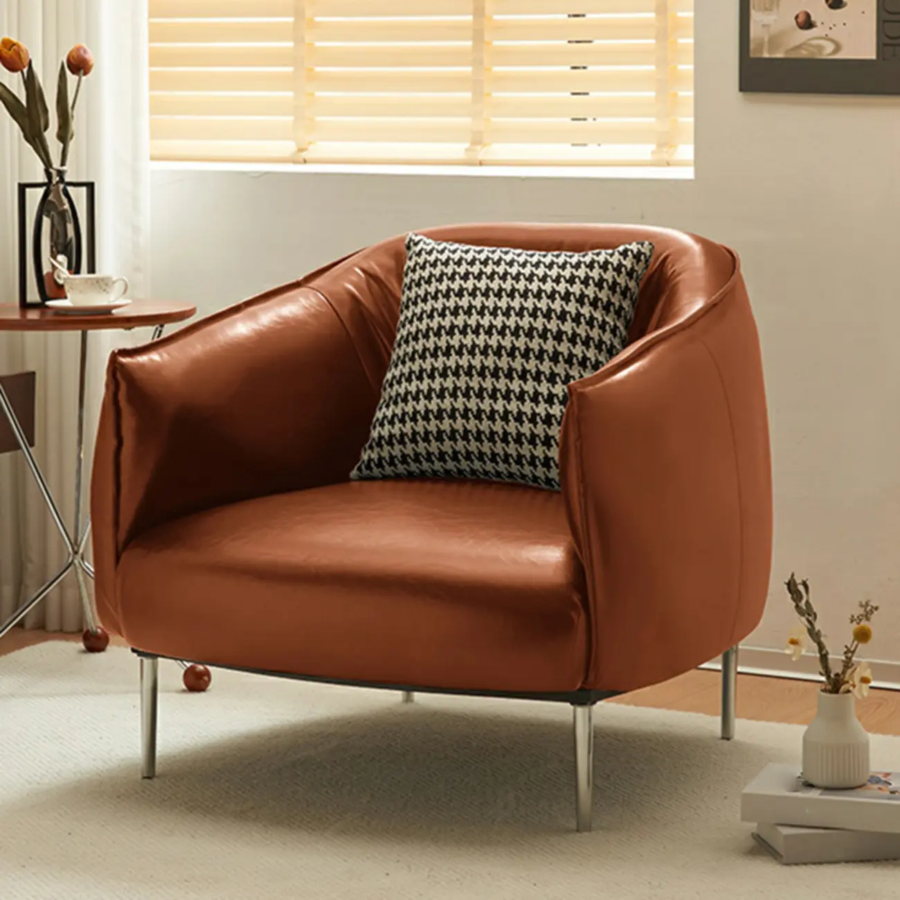 Modern Black Leather Lounge Chair Living Room