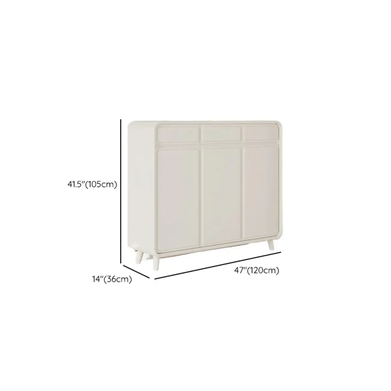 Entryway Solid Wood Shoe Cabinet in White