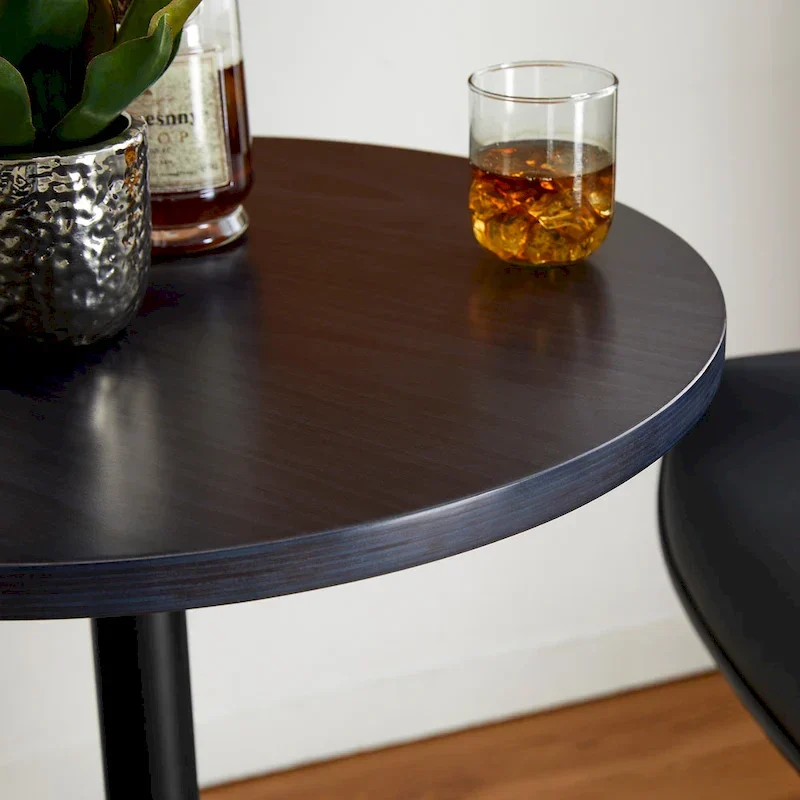 39.5H Modern Bistro Walnut Top Round Pub Bar Table