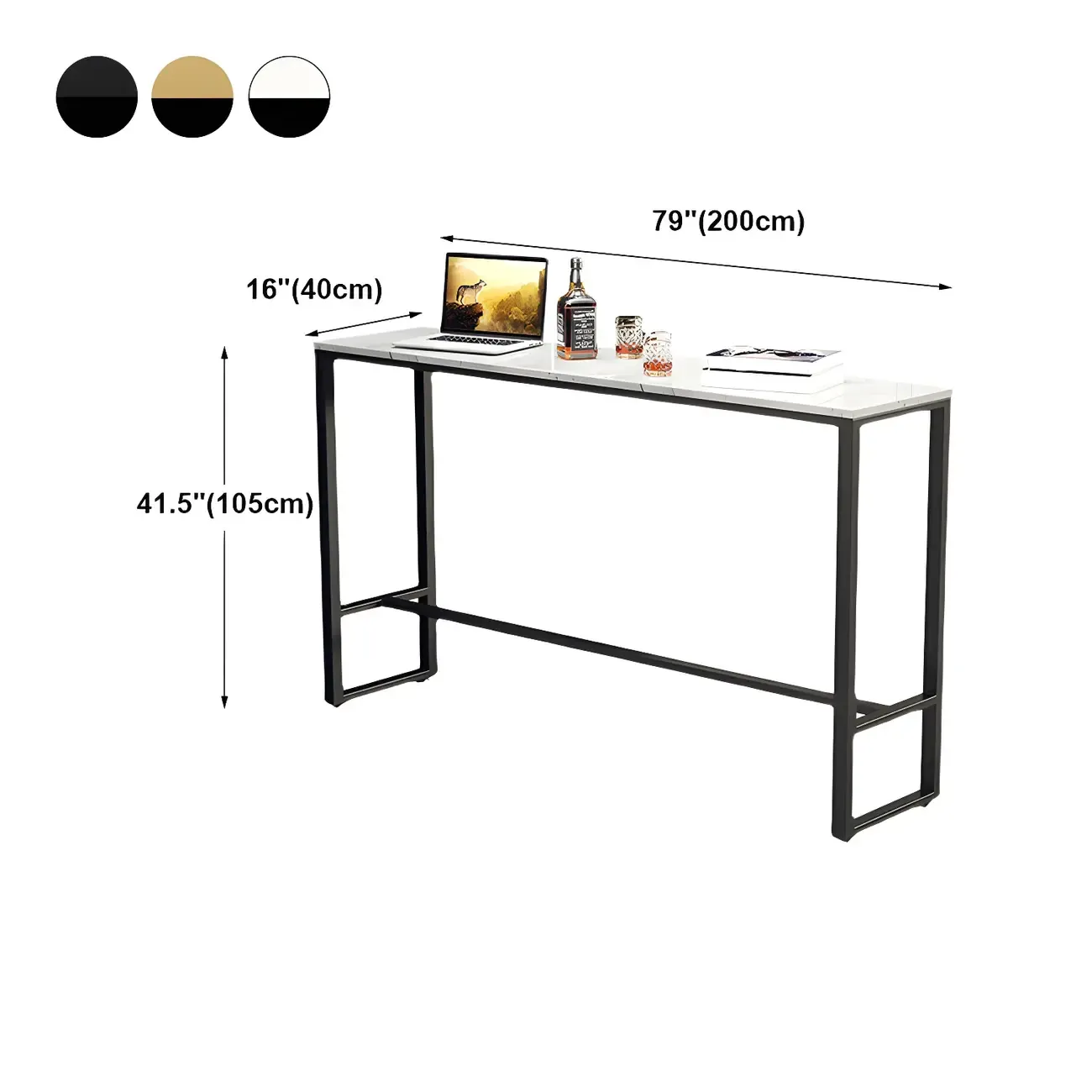 Modern Marble Counter Height Table with Trestle Design