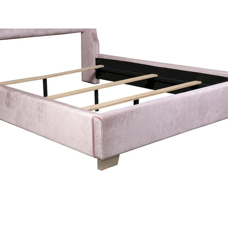 Pink Velvet Tufted Panel Bed