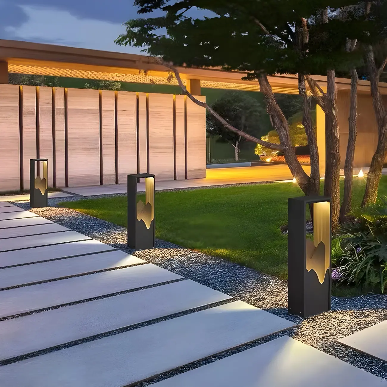 Vertical Geometric Mountain Outline Post Cap Light