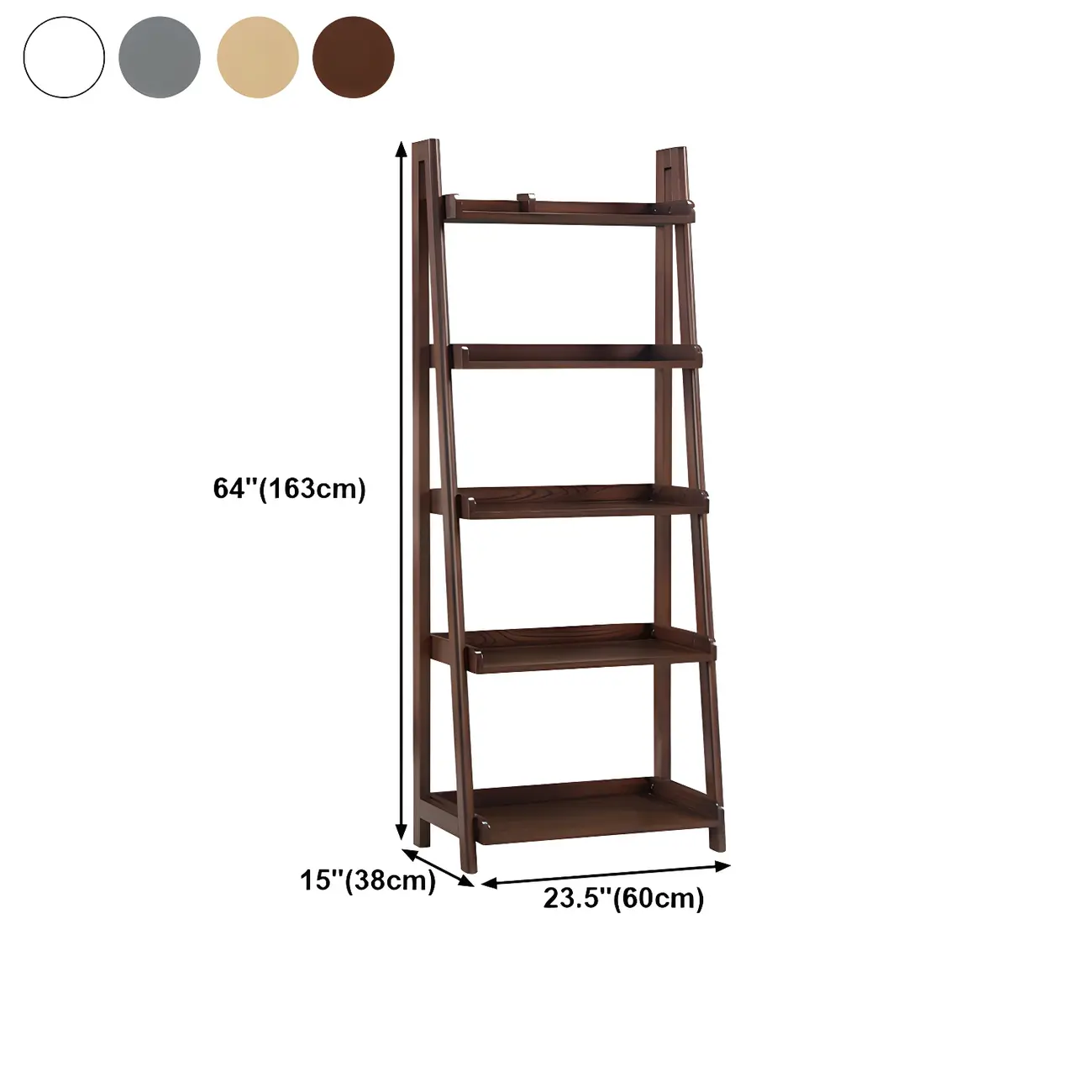 Narrow Wood Open Back Vertical Ladder Bookshelf