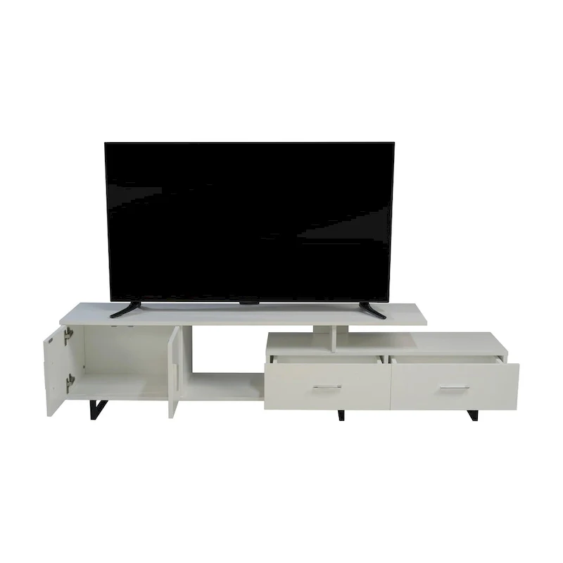 Avery 55-inch 2-Drawer 4-Shelf TV Stand in Steel