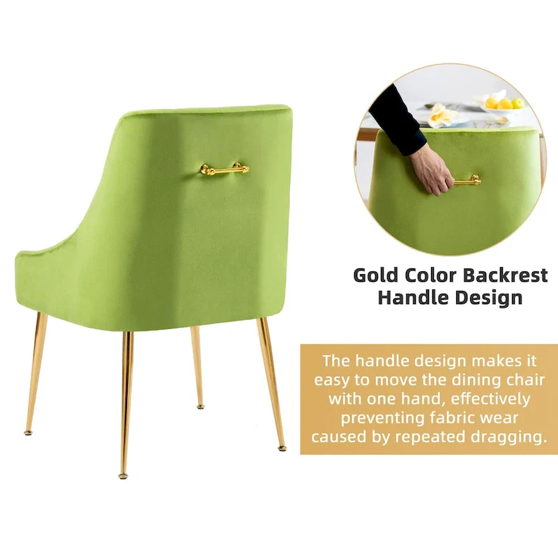 XINMICS Mid-Century Modern Velvet Dining Chair, Upholstered Parsons Chair, Set of 2