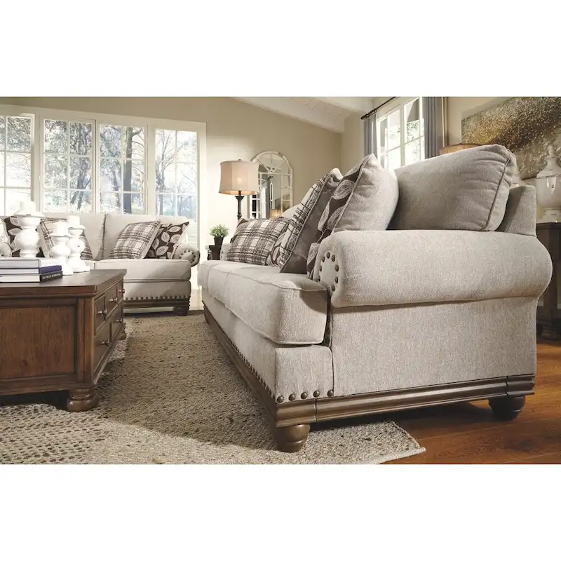 Harleson Traditional Wheat Brown Loveseat with Nailhead Trim