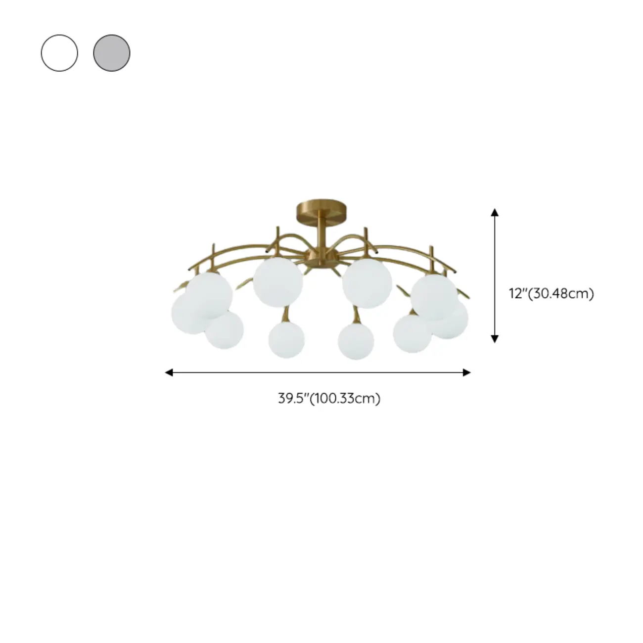 Classic Large Globe Glass Golden Semi Flush Mount Ceiling Light