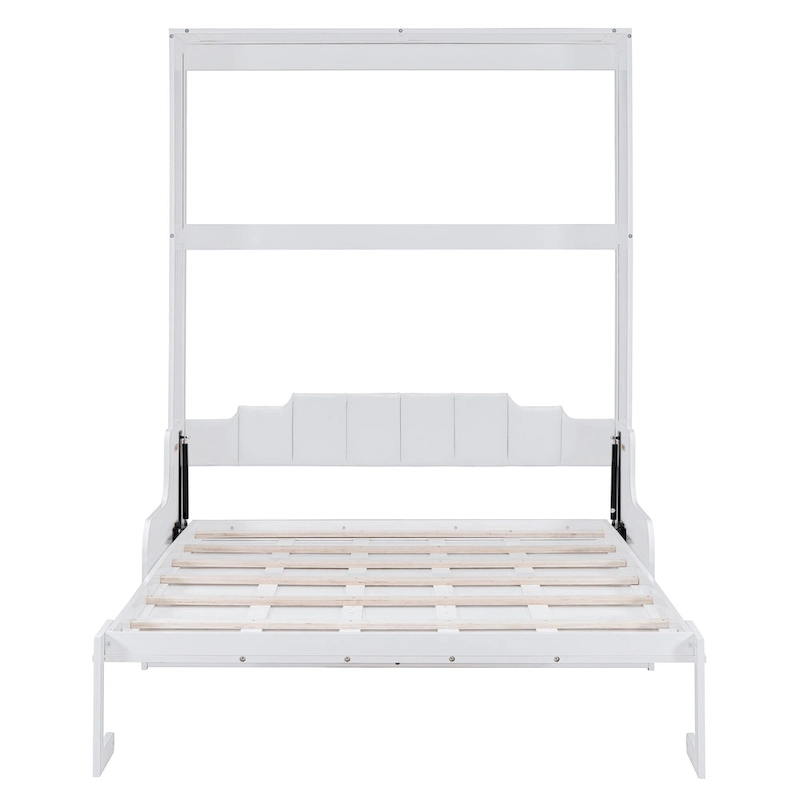 White Modern Queen Murphy Bed with Cushion