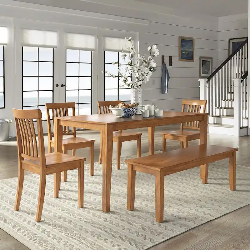Wilmington II 60-Inch Rectangular Oak Finish Dining Set by iNSPIRE Q Classic