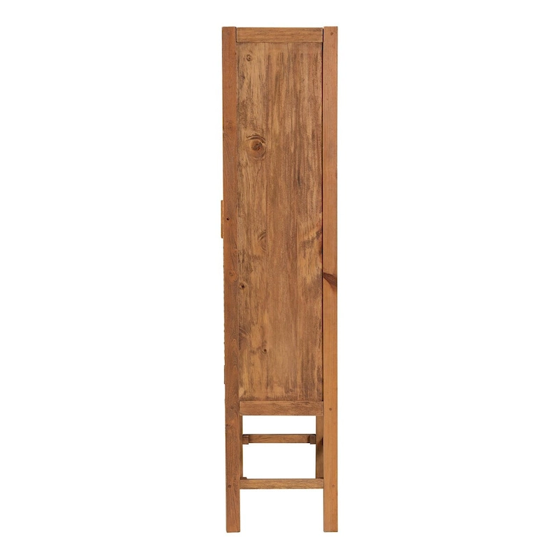Sibu Bohemian Natural Rattan and Teak Wood Tall Cabinet