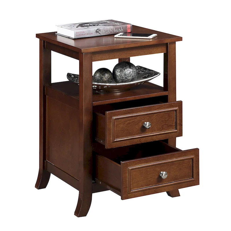 Convenience Concepts Melbourne 2 Drawer End Table with Shelf