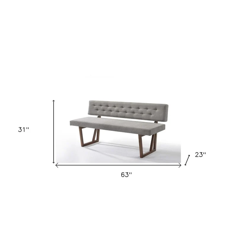 HomeRoots 63 Gray and Brown Upholstered Linen Blend Dining Bench - 63