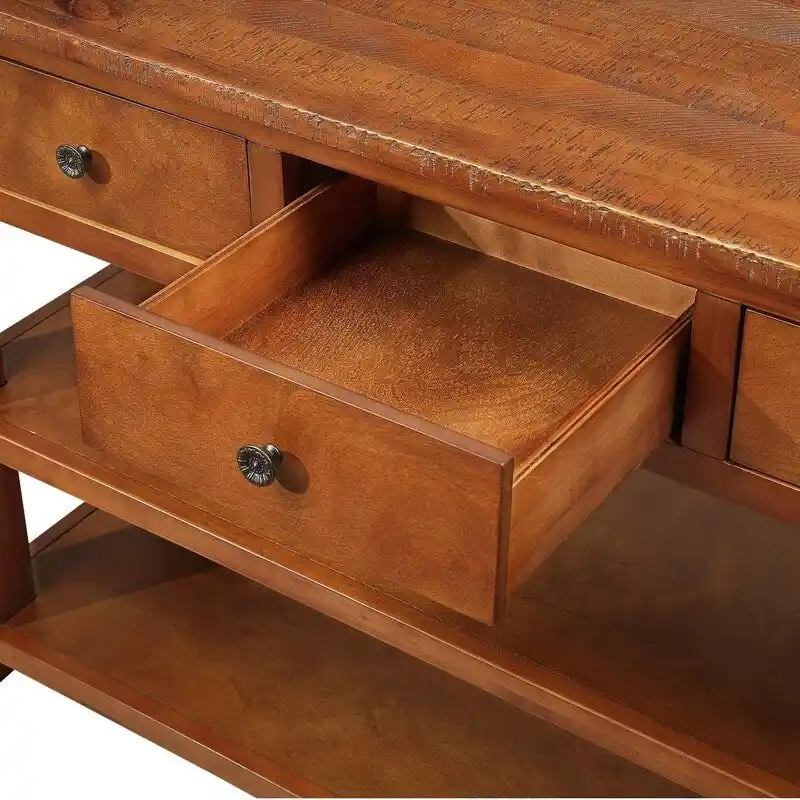 Console Table with 3 Drawers and 2 Open Shelves