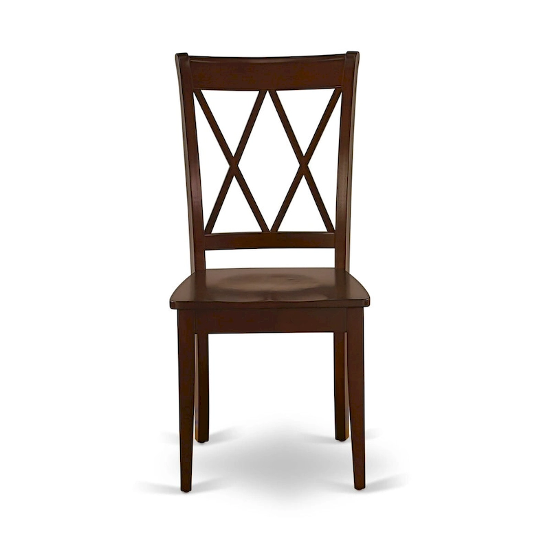 East West Furniture 3 Piece Dining Table Set- a Round Kitchen Table with Pedestal and 2 Dining Chairs, Mahogany(Seat Options)