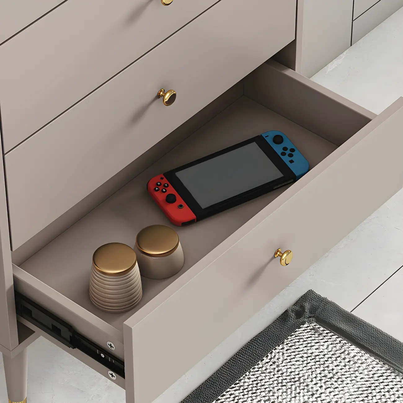 Modern Wooden Vertical Dresser with 6 Drawers