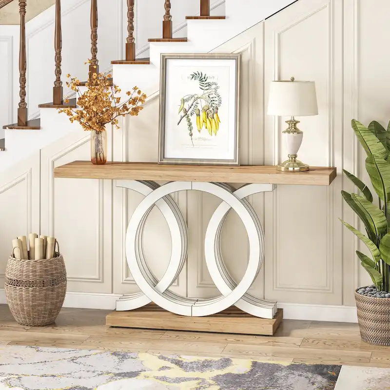 55 inches Console Table with Geometric Base