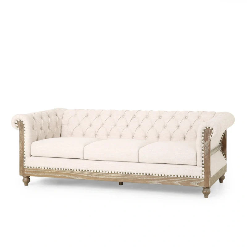 Saragus Chesterfield Sofa with Nailhead Trim by Christopher Knight Home - 85.50 L x 33.25 W x 28.50 H