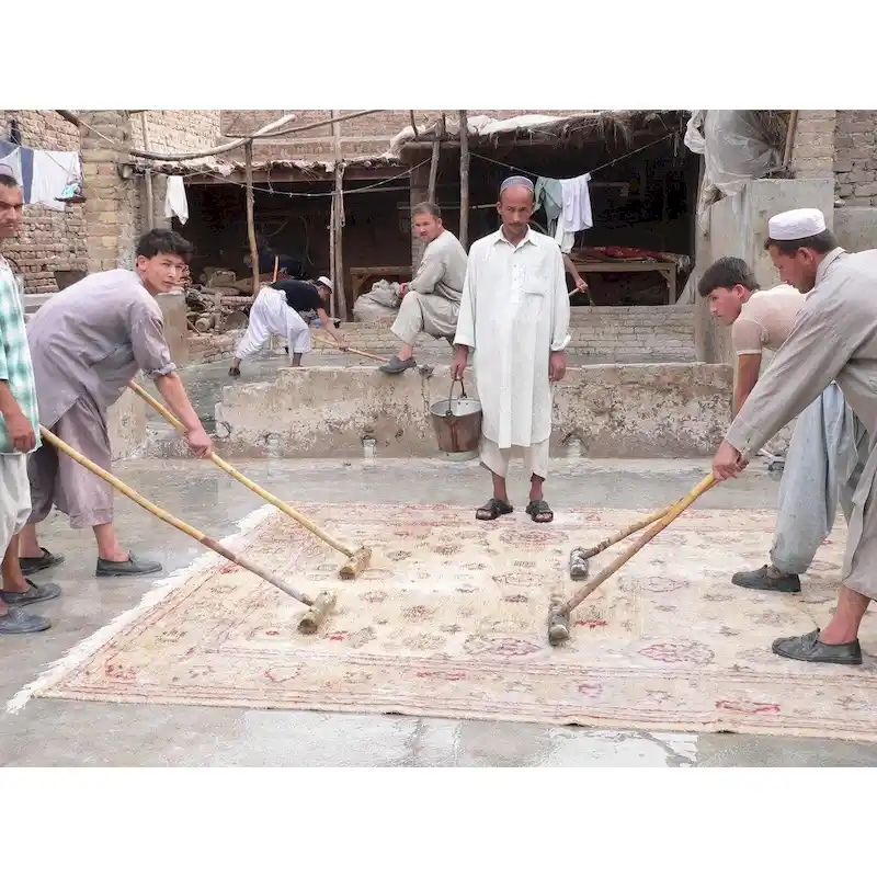 Handmade Printed Cotton Wood Ottoman Footstool (India) - 16 x 16 x 6