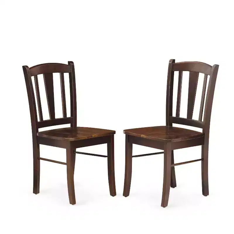 5-Piece Mahogany Finish Solid Wood Top Dining table with 4 Chairs with Slat Back