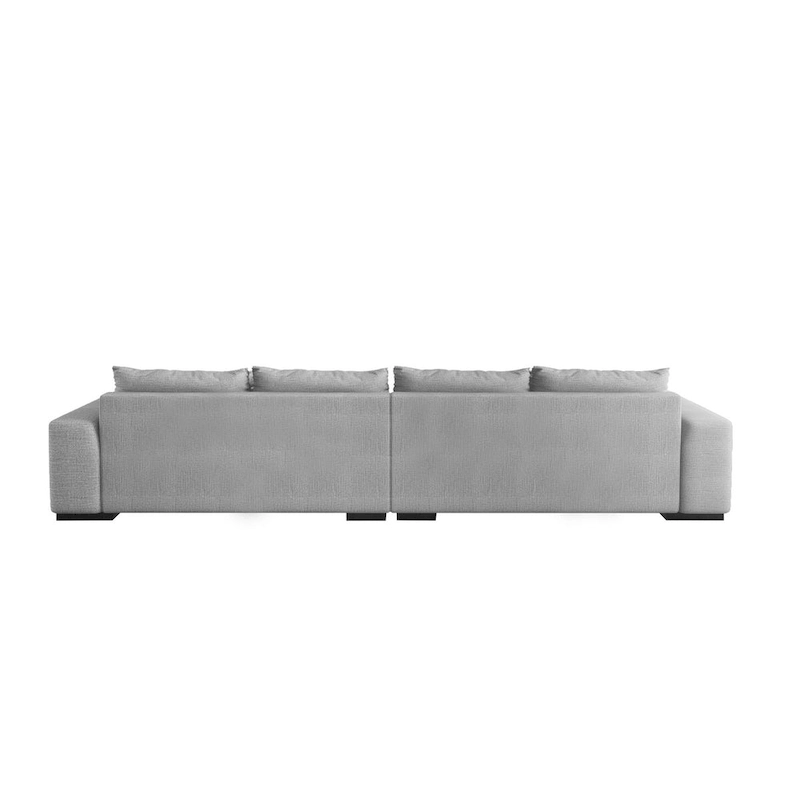 150 Wide L-Shape Linen Sofa Couch, Modern Feather Filled 5-Seat Sectional Sofa Couch with Ottoman