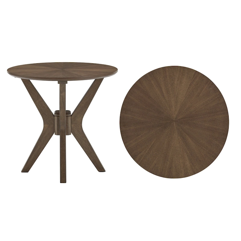 Vilnius Mid-Century Walnut Finish Round End Table