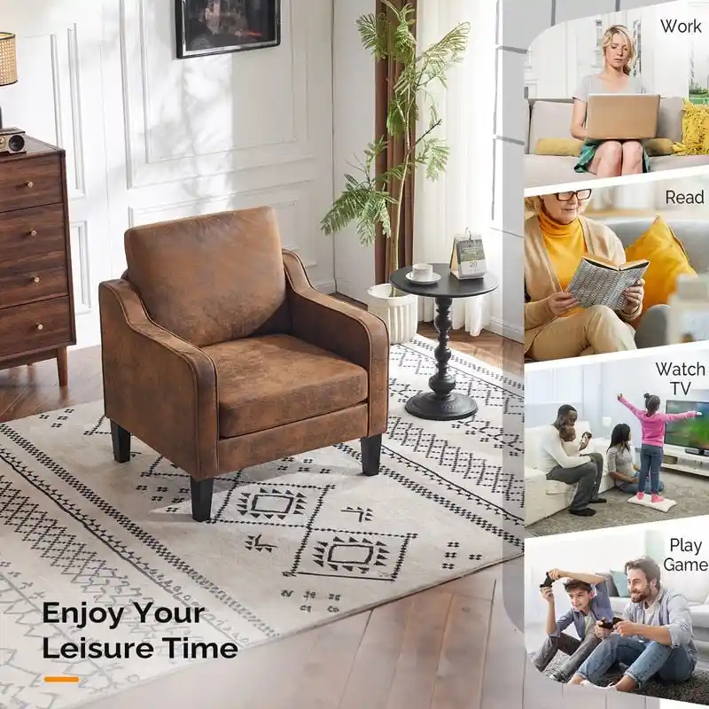 VINGLI Mid Century Modern Fabric Accent Chair