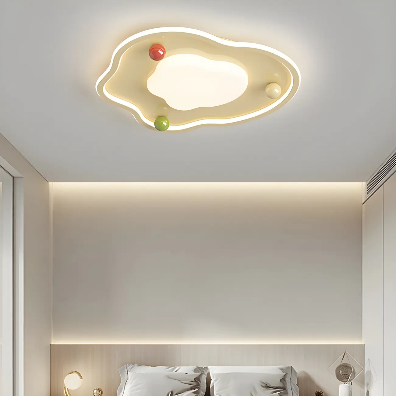 White Round Chic LED Dimmable Flush Mount Ceiling Light