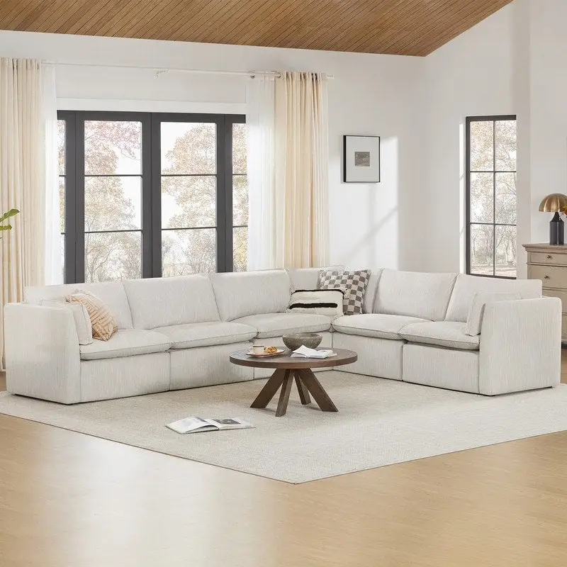 Cypress 141W L-shape Power Sectional Sofa Couch with Electric Footrests