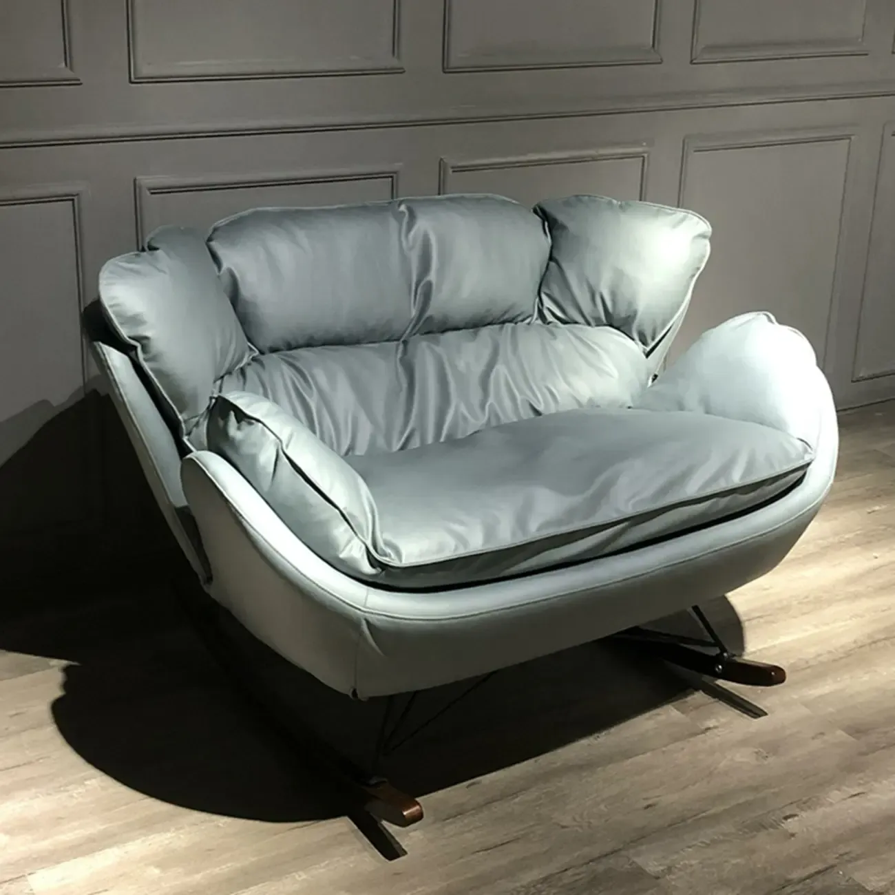 Modern Upholstered 2 Seat Rocking Chair for Indoor