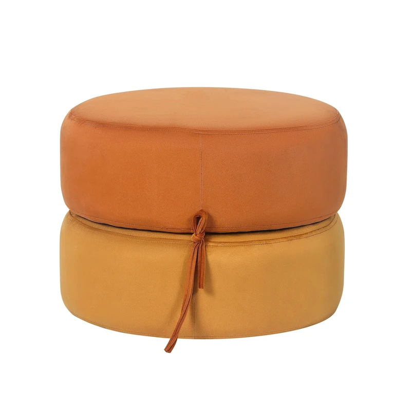 Adeco Round Pouf Upholstered Footrest Ottoman