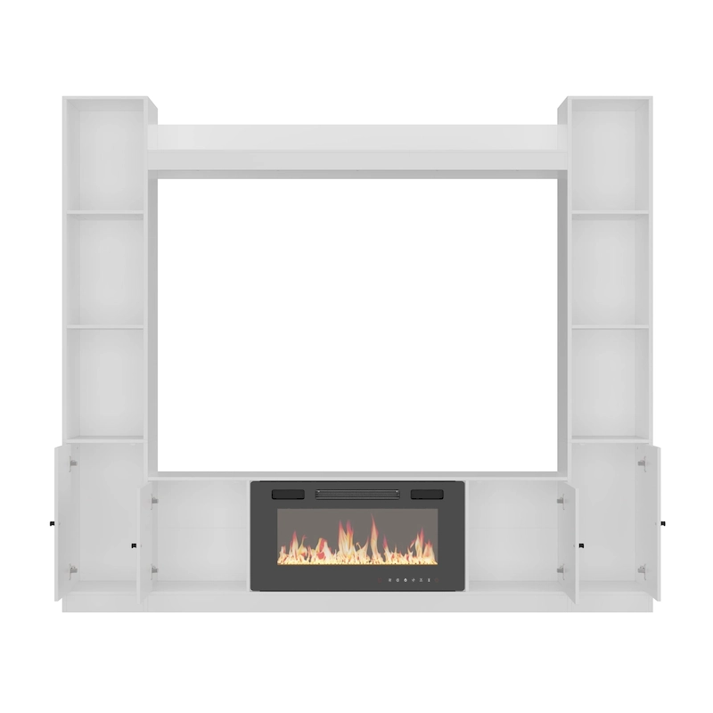 Entertainment Hub w/Fireplace Insert Compatibility Sleek Media Center