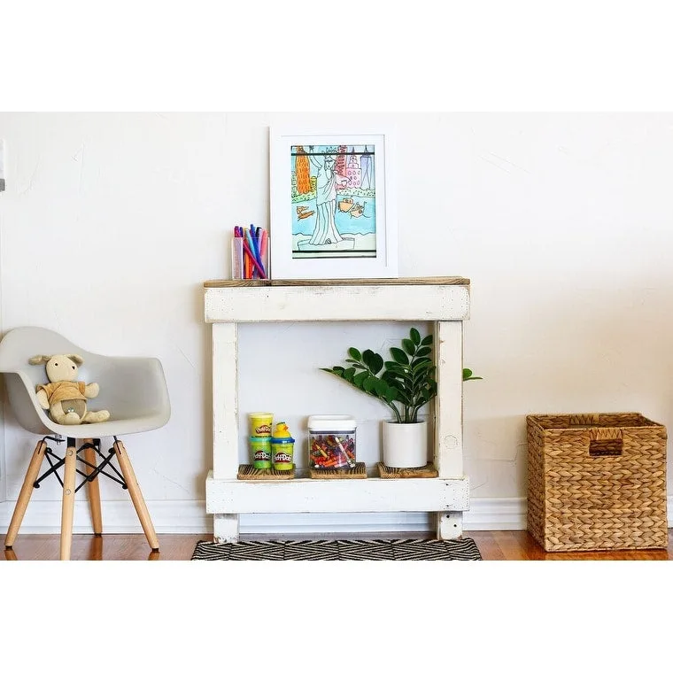 26x8x26 Mini Accent Console End Table (White)