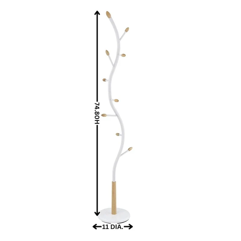 Metal Branch Design Standing Coat Rack with 9 Hooks