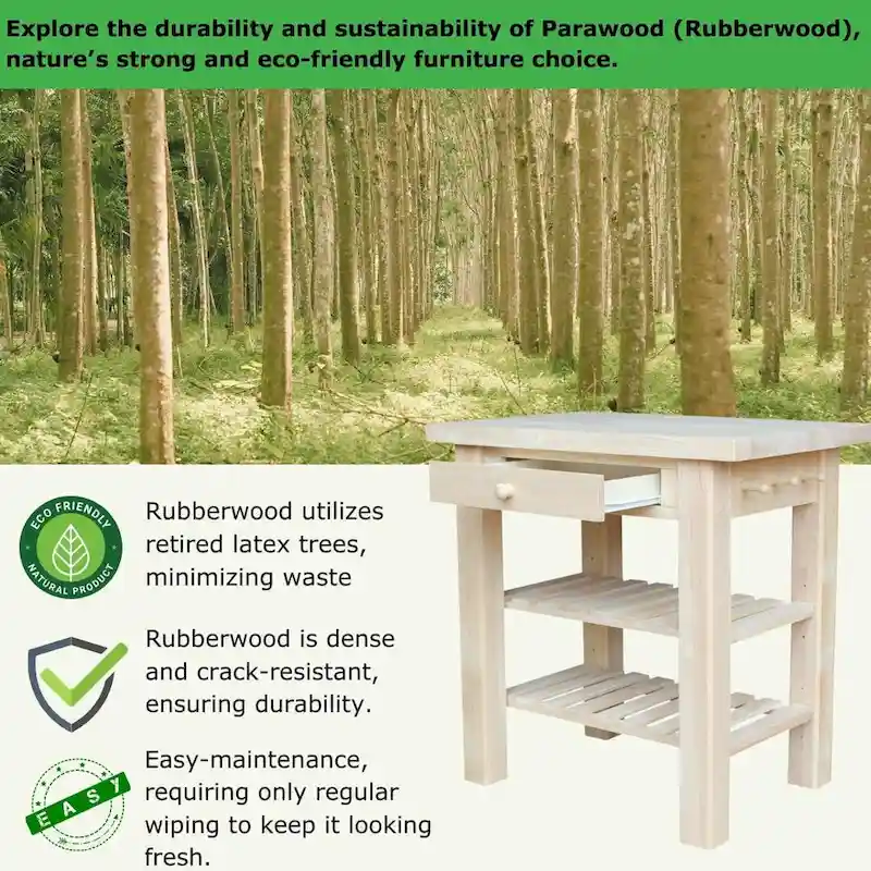 The Gray Barn Heavenly Winds Unfinished Solid Parawood Kitchen Island