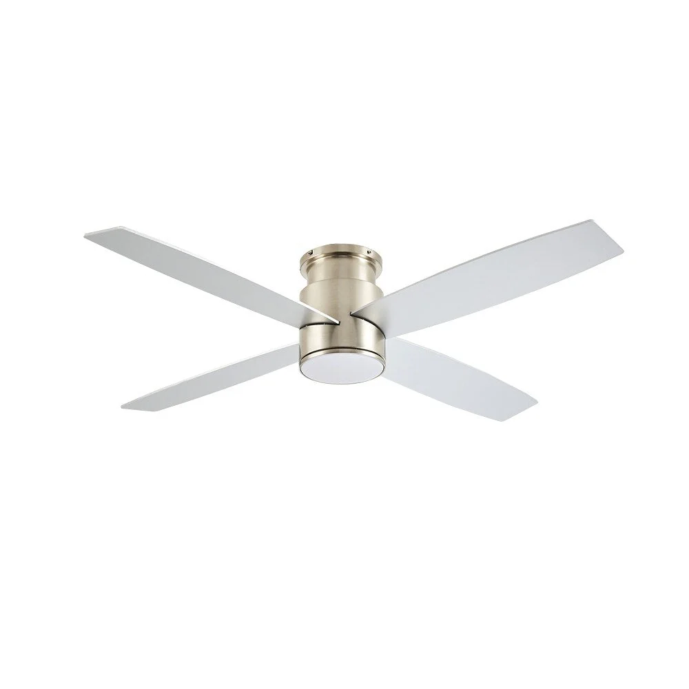 WINGBO 44/52 Inch Flush Mount DC Ceiling Fan with Lights and Remote, 4 Reversible Blades