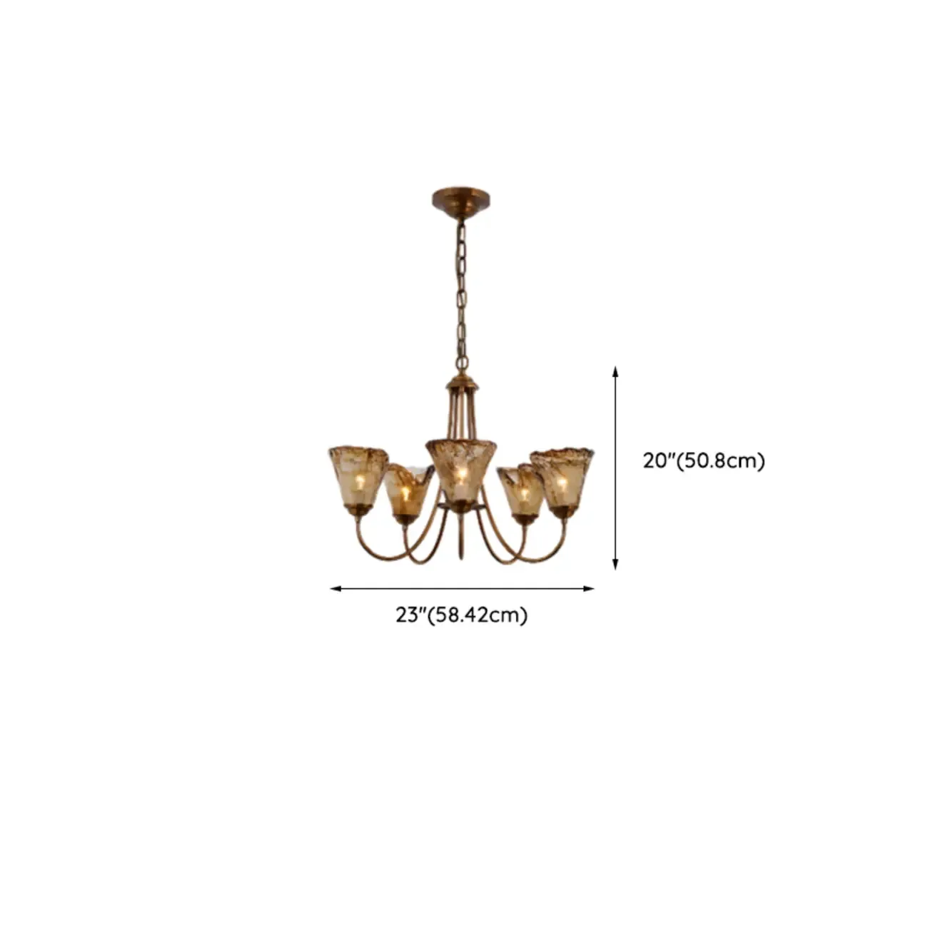 6 Lights Modern Amber Flower Glass Chandelier