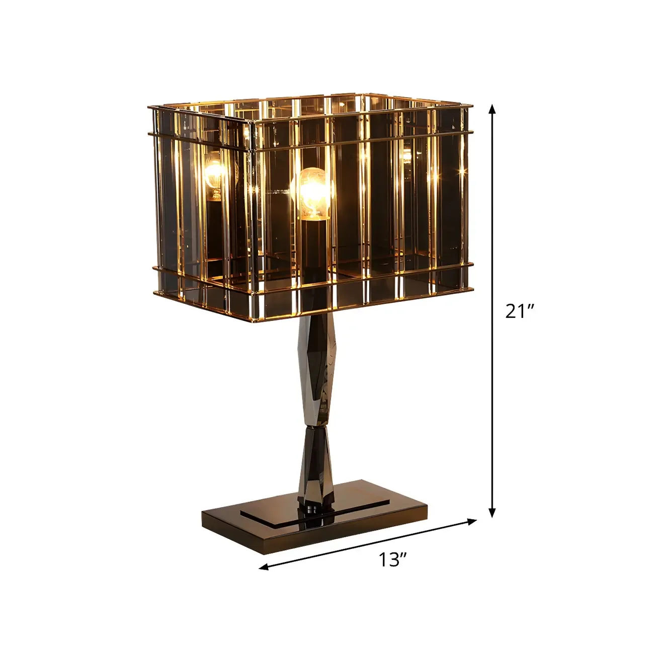 Crystal Rectangular LED Night Table Lamp