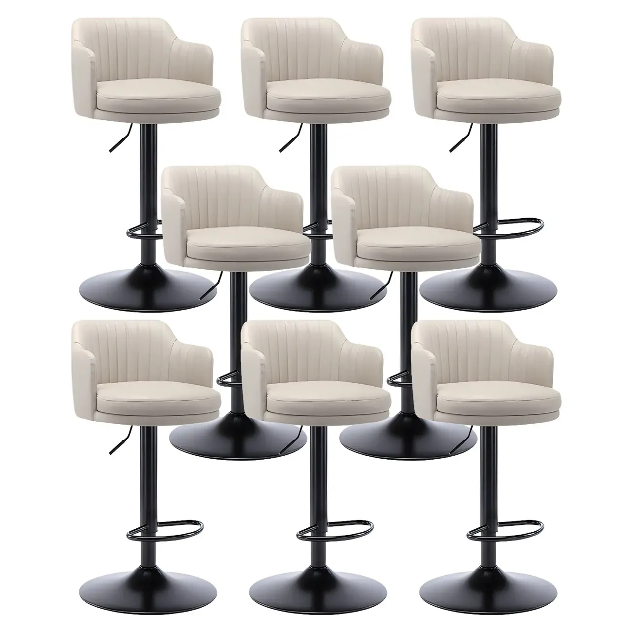 Modern Leather Armrests Swivel Adjustable Bar Stool