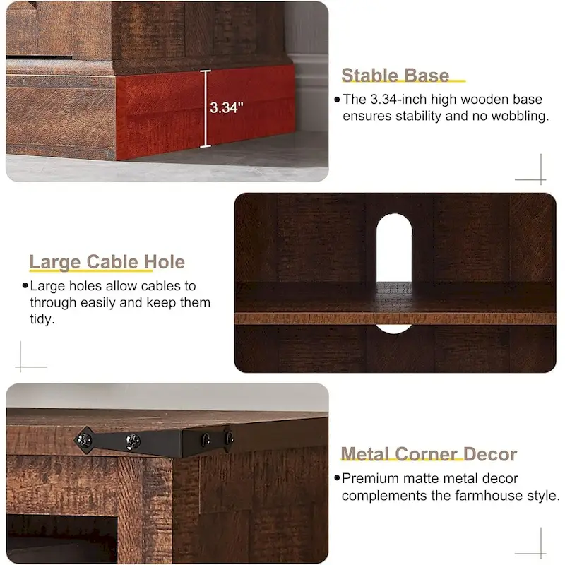 Farmhouse Wood TV Stand, Highboy Entertainment Center, Media Console