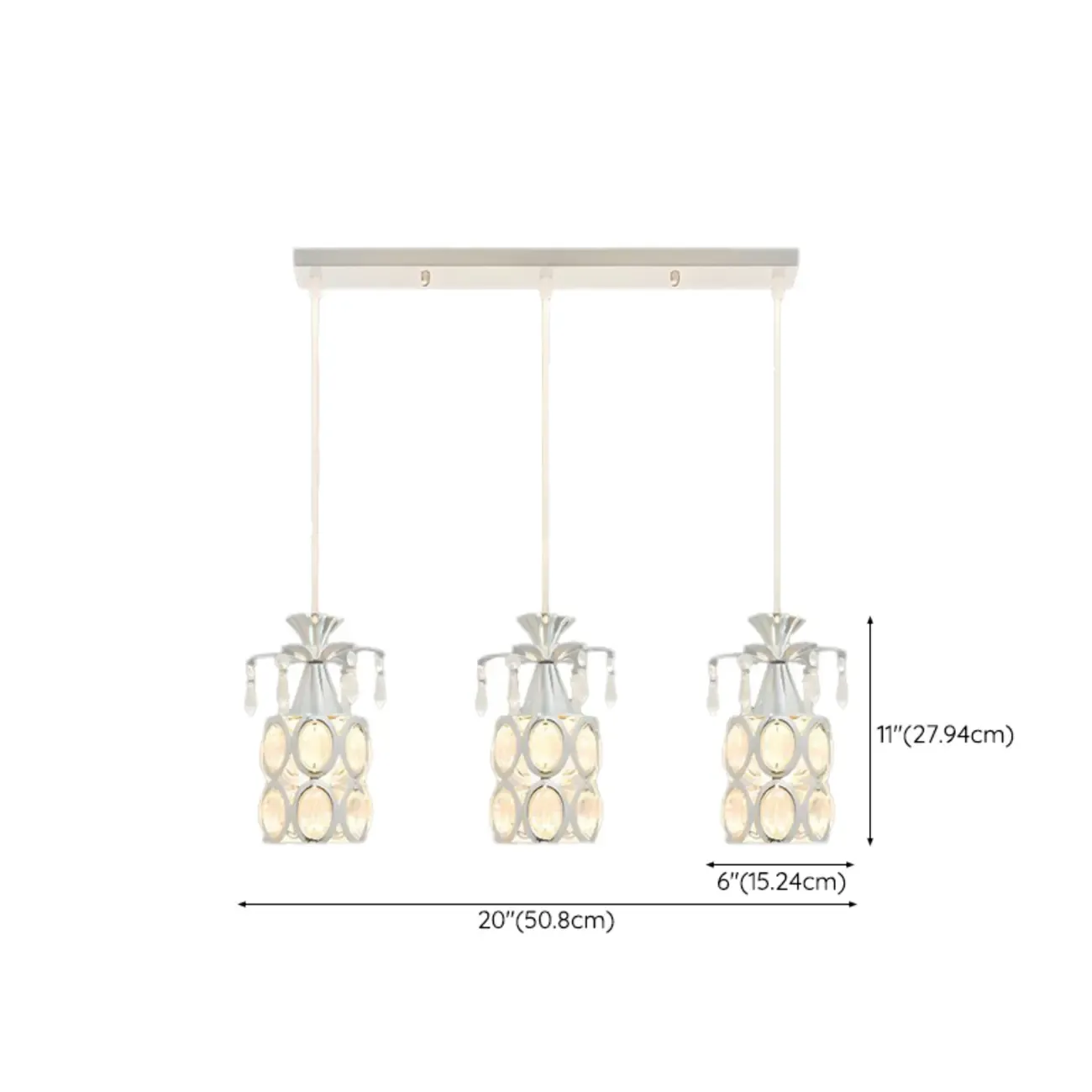 Elegant Cylinder Crystal Kitchen Island Pendant Light with Spotlight