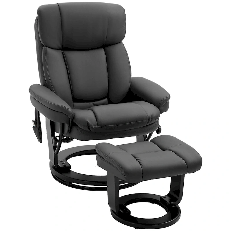 HOMCOM PU Leather Massage Recliner Chair with Ottoman Armchair