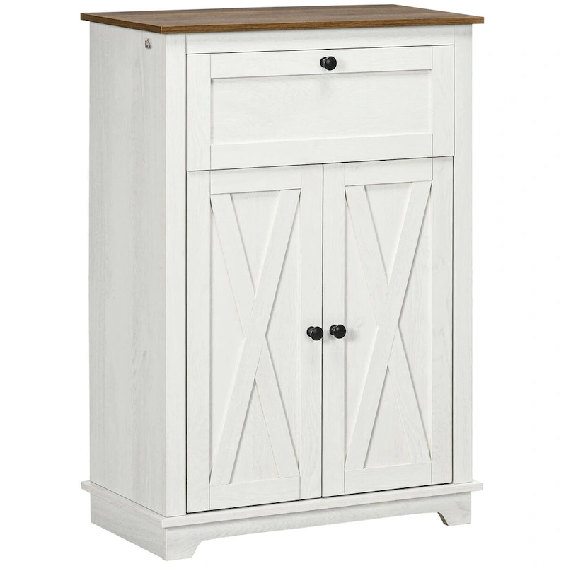 Kitchen Sideboard Storage Cabinet With Double Doors, Drawer, And Adjustable Shelf