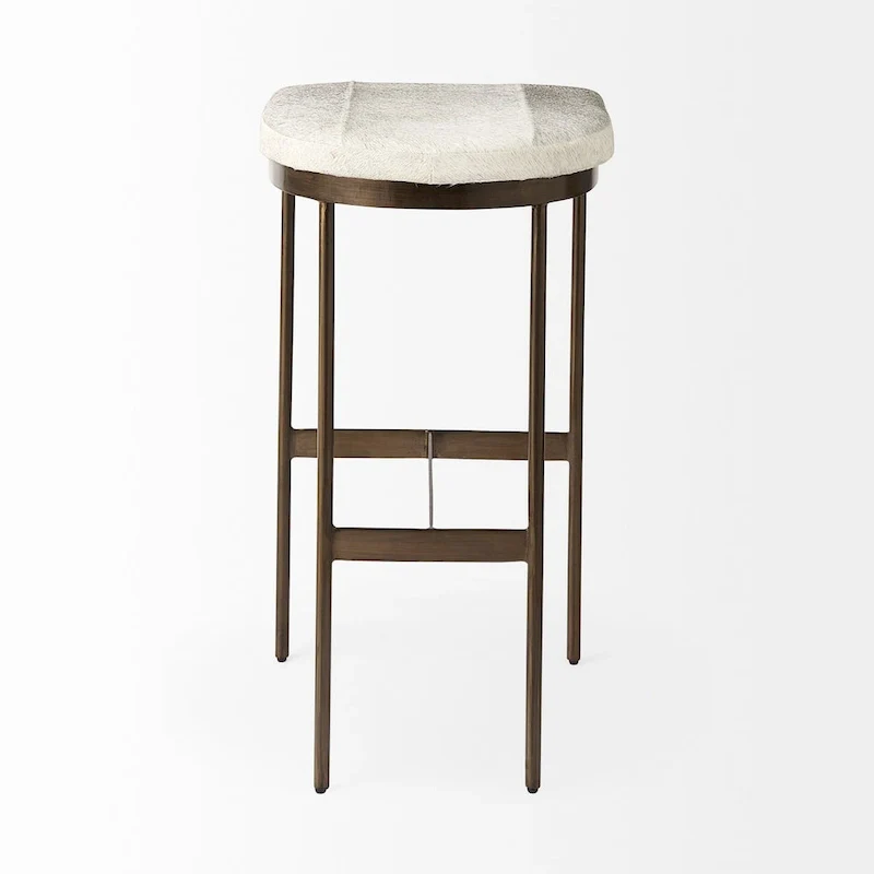 Millie Black Genuine Leather Seat with Nickel Metal Frame Counter Stool