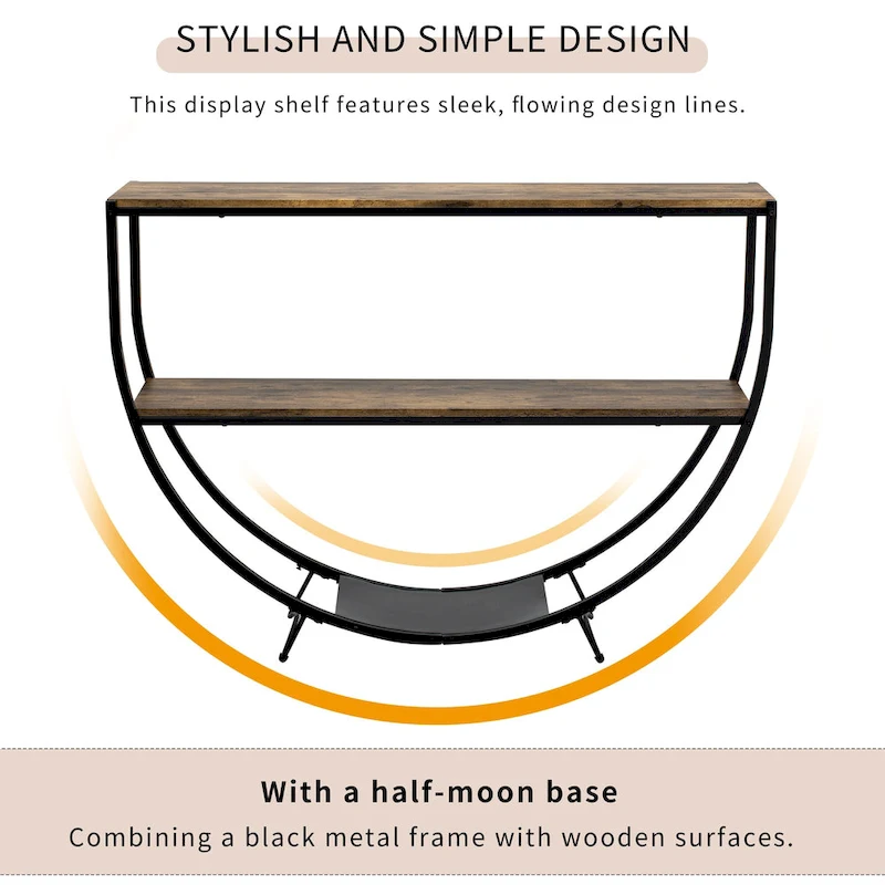 Merax Rustic Industrial Design Demilune Shape Console Table