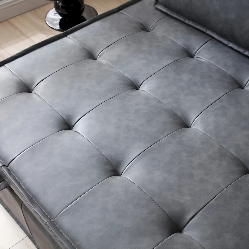 39 Faux Leather Single Ottoman Pull-Out Sofa Bed with Adjustable Backrest