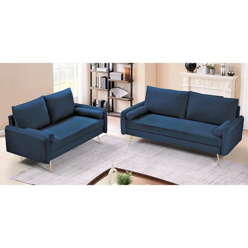 Villeda Velvet Mid-century modern 2PCS living room set